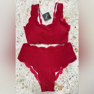 Zaful Red Scalloped Bikini Set “NWT”